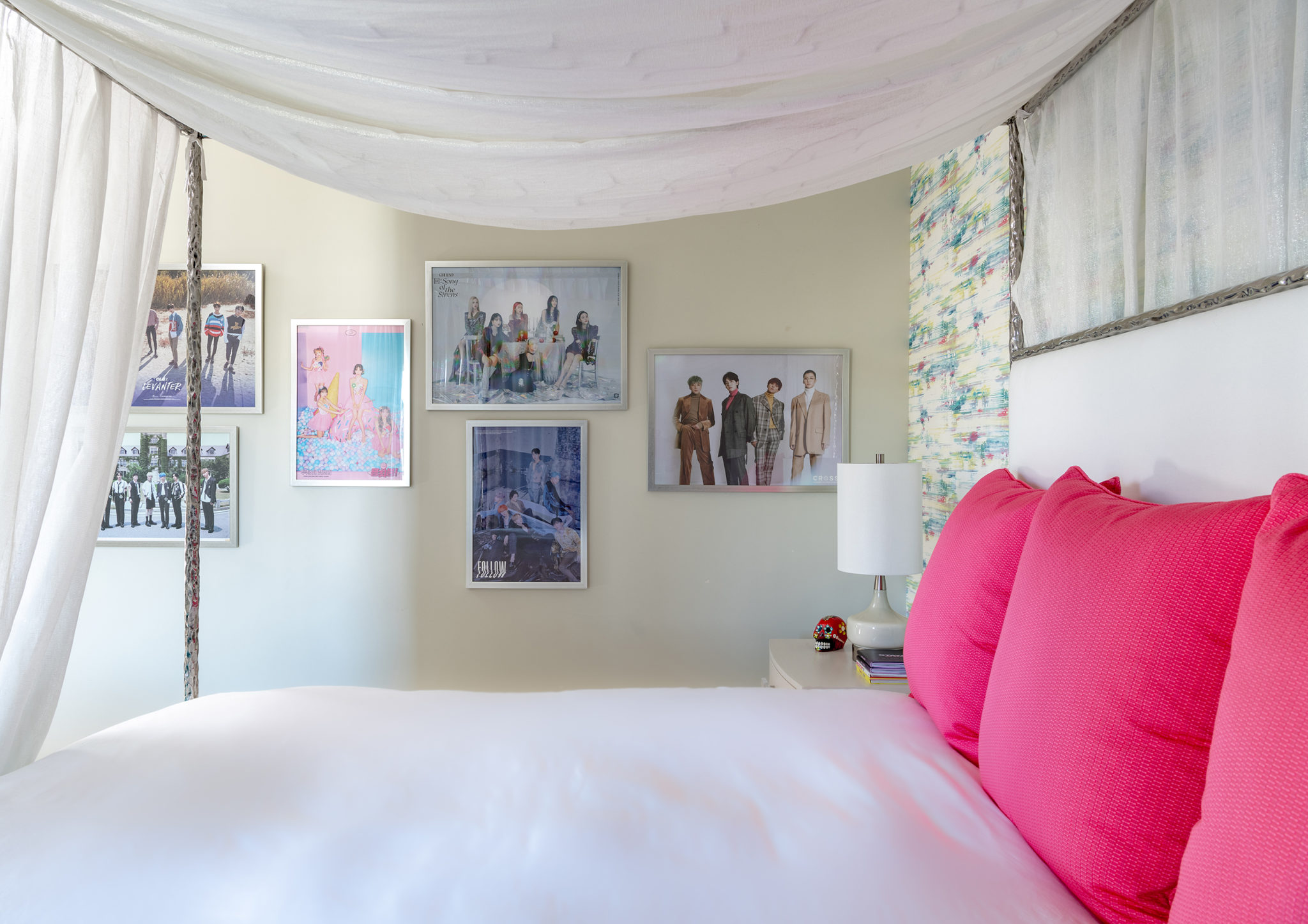 Bedroom with Pink Decorative Pillows