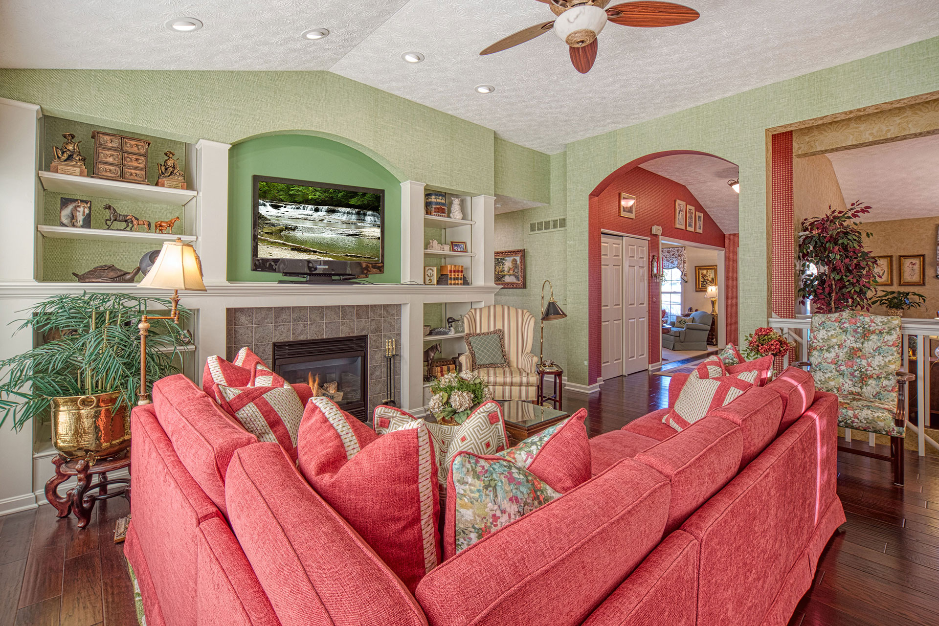 Living Room with Watermelon Sectional